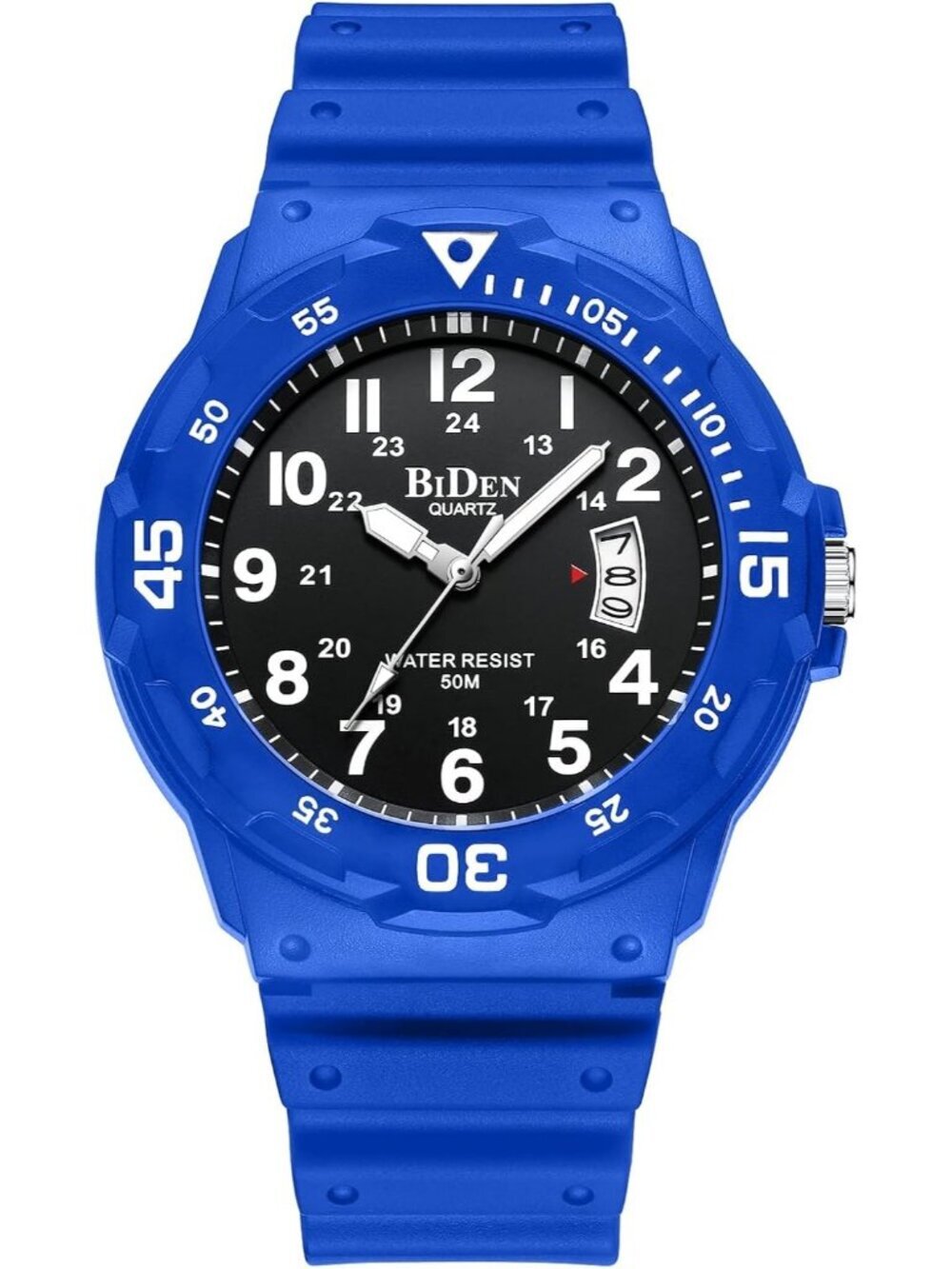 Men's Blue Buckle Crosshair Analog Quartz Waterproof Luminous Wrist Round Watch